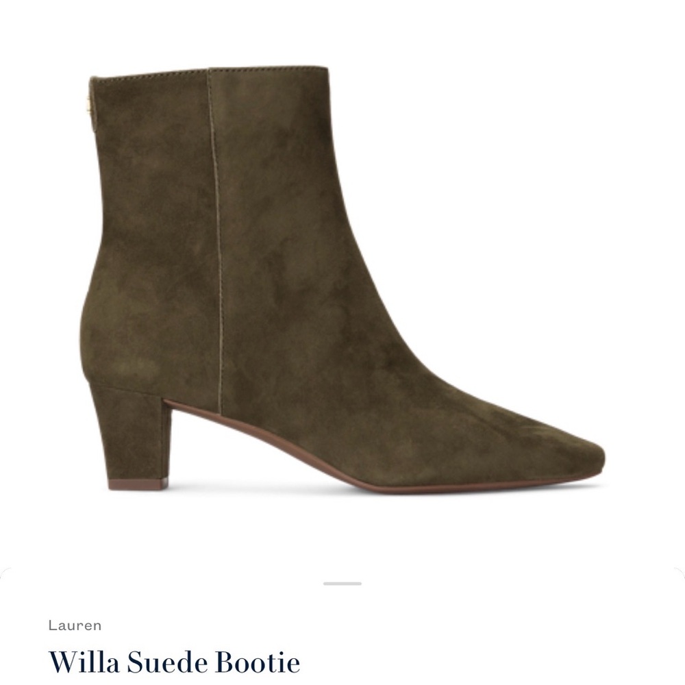 Lauren Ralph Lauren Willa Suede Bootie in Olive